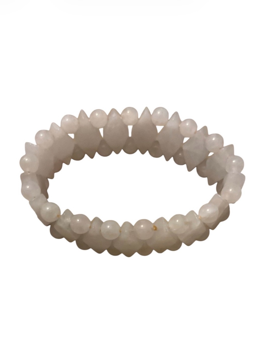 Rose quartz Crystal Diamond-Bead Stretch Bracelet. - Picture 4 of 7